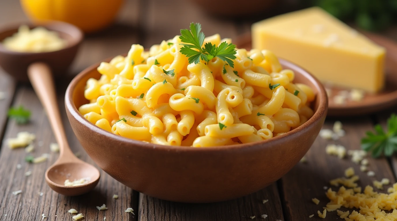 Creamy homemade mac and cheese in a bowl